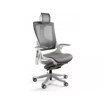 UNIQUE Wau 2 NW41 Ergonomischer Bürostuhl, Kohlefarben/Weißes Netz