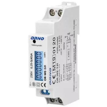 ORNO OR-WE-521 Einphasen-Stromzähler 230V 40A DIN-Schiene LCD Hintergrundbeleuchtung