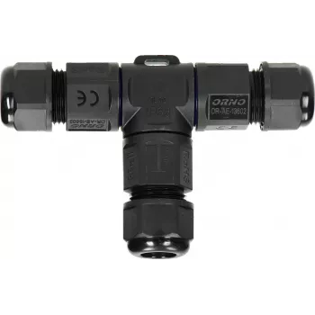 ORNO OR-AE-13602 T-Verbinder IP68, 3x4mm², 450V/25A, Schwarz
