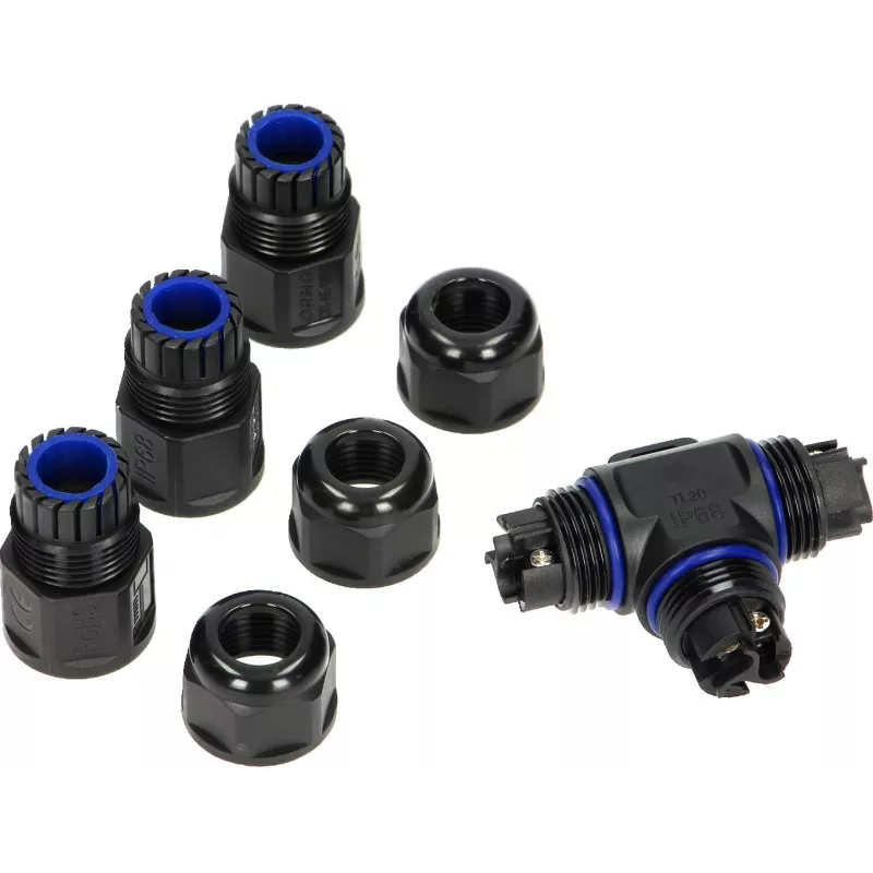 ORNO OR-AE-13602 T-Verbinder IP68, 3x4mm², 450V/25A, Schwarz