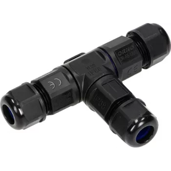 ORNO OR-AE-13602 T-Verbinder IP68, 3x4mm², 450V/25A, Schwarz