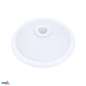 BEMKO TAZAN Deckenleuchte mit PIR-Sensor 2x40W E27 IP20 Glas+Stahl+Kunststoff Weiß