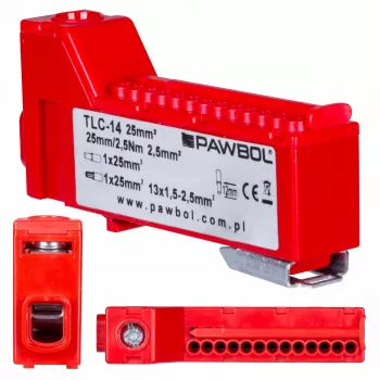 PAWBOL LZB E.4136CZ Schraubenlose Reihenklemme 12-polig Rot 450V 24A