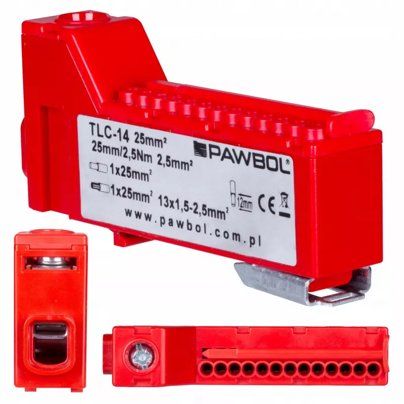 PAWBOL LZB E.4136CZ Schraubenlose Reihenklemme 12-polig Rot 450V 24A