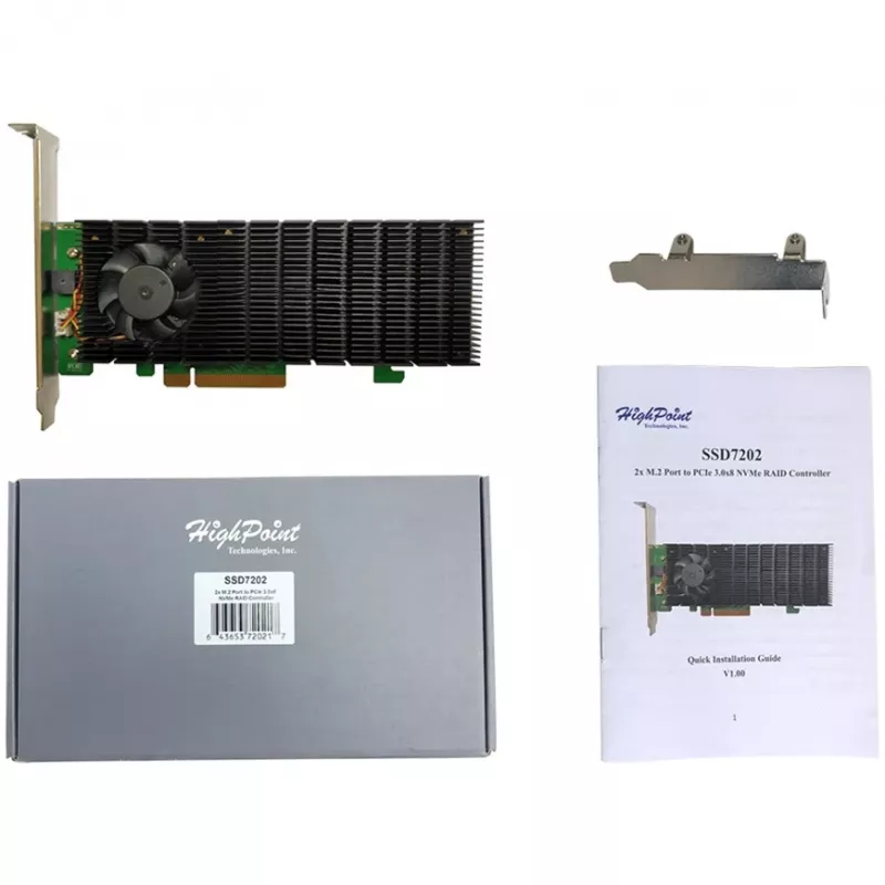 HIGHPOINT 3rd-Gen NVMe SSD7202 1TB M.2 NVMe PCIe Gen3 x4 Interne SSD