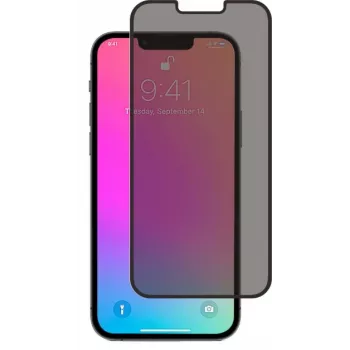 SCREENOR Privacy Displayschutz aus gehärtetem Glas für iPhone 13 / 13 Pro / 14, 360° Anti-Spy, 9H Härte, 0,33 mm, Transparent