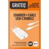 GRATEQ TAHKO 20W USB-C PD Wandladegerät Bundle mit 1,5m USB-C auf Lightning Kabel, Weiß