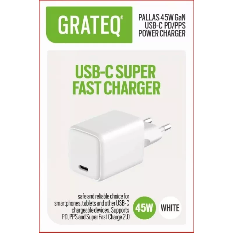 GRATEQ PALLAS GaN USB-C 45W Netzteil Weiß