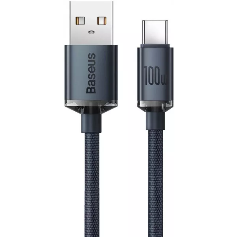 Baseus Crystal Shine USB-A auf USB-C Kabel 1,2m 100W 6A QC 3.0 Geflochtenes Nylon Schwarz