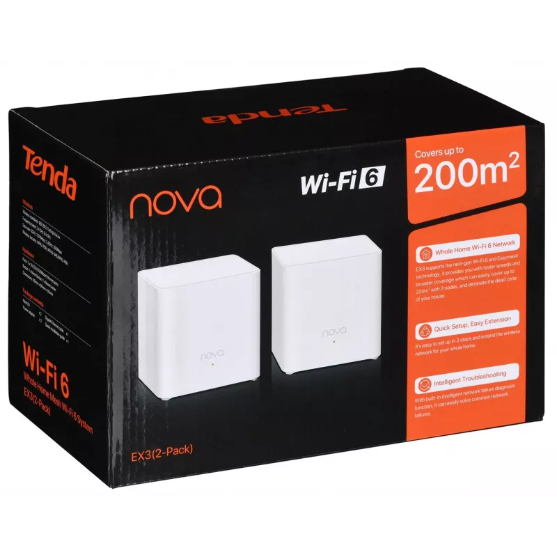 Tenda EX3 (2er-Pack) Dual-Band Wi-Fi 6 Mesh-System AX1500 Weiß