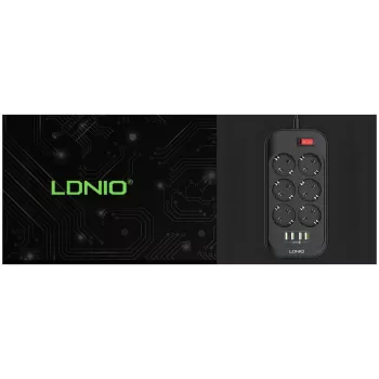 LDNIO SE6403 Steckdosenleiste 6 Steckdosen + 4 USB-Ladeanschlüsse, 2m Kabel, 2500W, Weiß