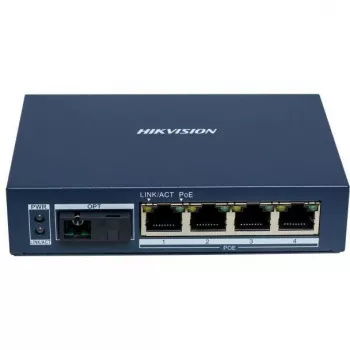 Hikvision DS-3D504TP-A Unmanaged Industrial PoE Switch, 4 PoE+ Ports, 1 SFP Uplink, 60W Budget