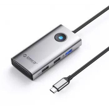ORICO PW11-5P-GY-EP USB-C Hub 5-in-1, 1x USB-A 3.0 5Gbps, 2x USB-A 2.0, HDMI 4K@30Hz, PD 60W, Grau