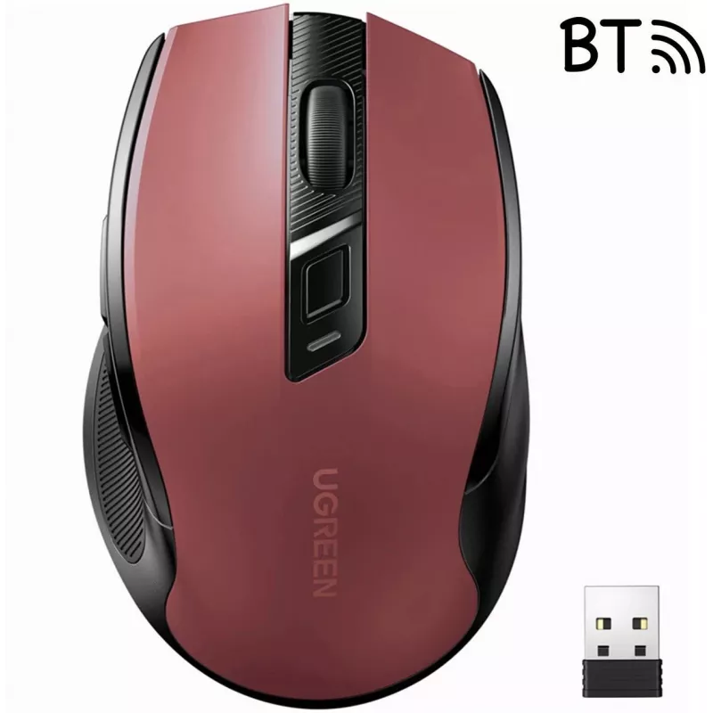 UGREEN MU006 Kabellose Optische Maus 2.4GHz / Bluetooth 5.0 4000 DPI - Rot