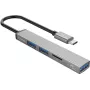 ORICO AH-12F-GY-BP USB-C Hub mit 3x USB-A-Anschlüssen und MicroSD-Kartenleser, Aluminium, Space Gray