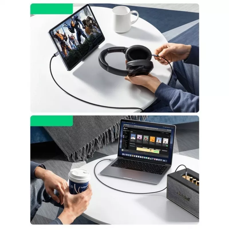 UGREEN AUX Stereo Audio Kabel 3,5mm Mini Klinke auf USB Type-C 1m Schwarz (CM450 20192)