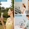 JISULIFE Handheld Fan 8 Weiß Tragbarer USB-Ventilator mit Powerbank 2000mAh und Taschenlampe