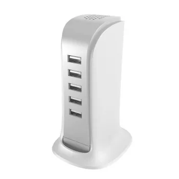 Dudao 5x USB-Ladegerät mit integriertem EU-Netzkabel Weiß (A5EU)