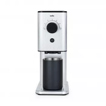 WILFA ZENSE ALUX Kaffeemühle - Konische Mahlwerke, 40 Mahlgrade, Edelstahl-Mahlwerke, 130 W, Schwarz/Aluminium