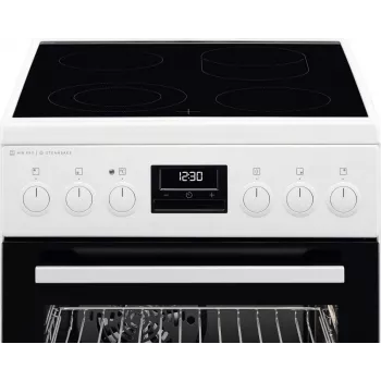 AEG CCB56491BW Freistehender Elektroherd mit Glaskeramik-Kochfeld, 73L Umluftbackofen & 39L konventionellem Backofen, Weiß