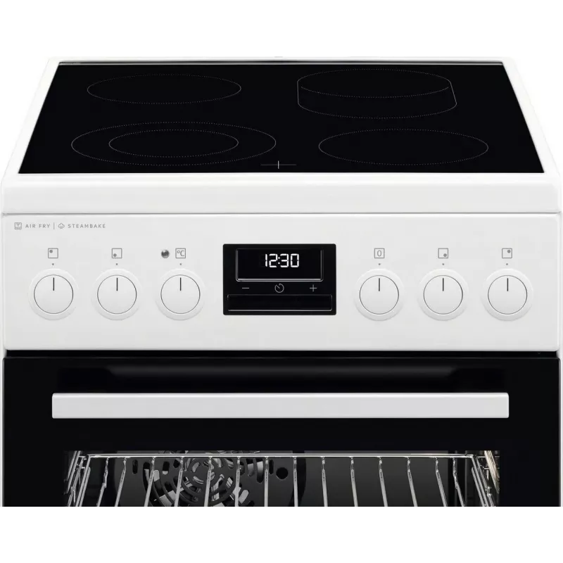 AEG CCB56491BW Freistehender Elektroherd mit Glaskeramik-Kochfeld, 73L Umluftbackofen & 39L konventionellem Backofen, Weiß