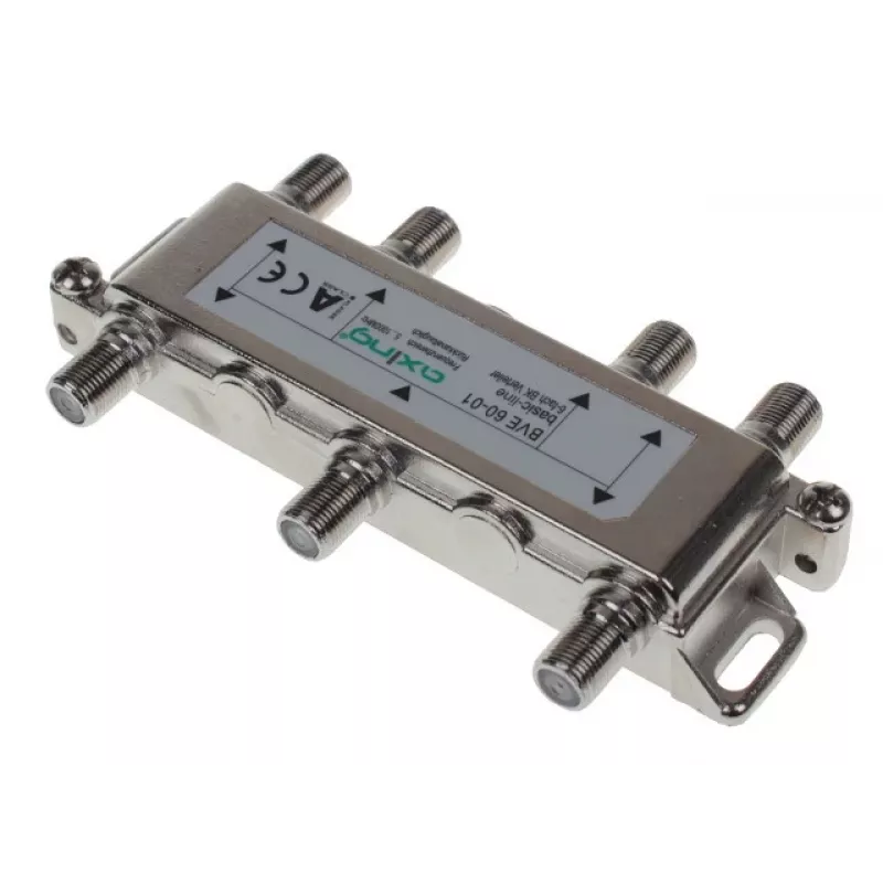 AXING AX BVE 6-01 6-fach TV/SAT Verteiler, 75 Ohm, F-Anschluss, Druckguss-Zink, Schwarz