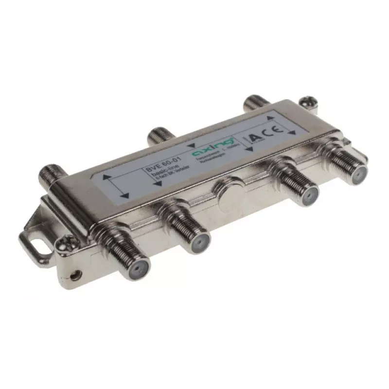 AXING AX BVE 6-01 6-fach TV/SAT Verteiler, 75 Ohm, F-Anschluss, Druckguss-Zink, Schwarz