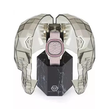 Philipp Plein Damenuhr PWTAA0123 38mm Quarzuhr mit schwarzem Silikonarmband