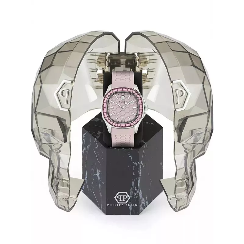Philipp Plein Damenuhr PWTAA0123 38mm Quarzuhr mit schwarzem Silikonarmband