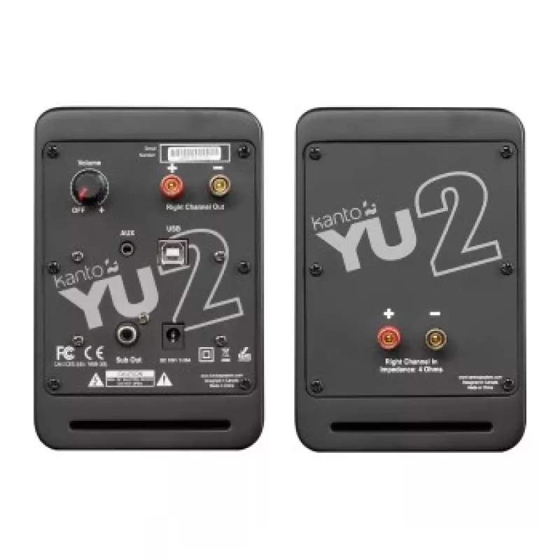 Kanto Audio YU2MB-CG 3-Driver Aktivlautsprecher mit USB-DAC und 3,5-mm-AUX - Matt Schwarz (inkl. Netzkabel Typ C & G)