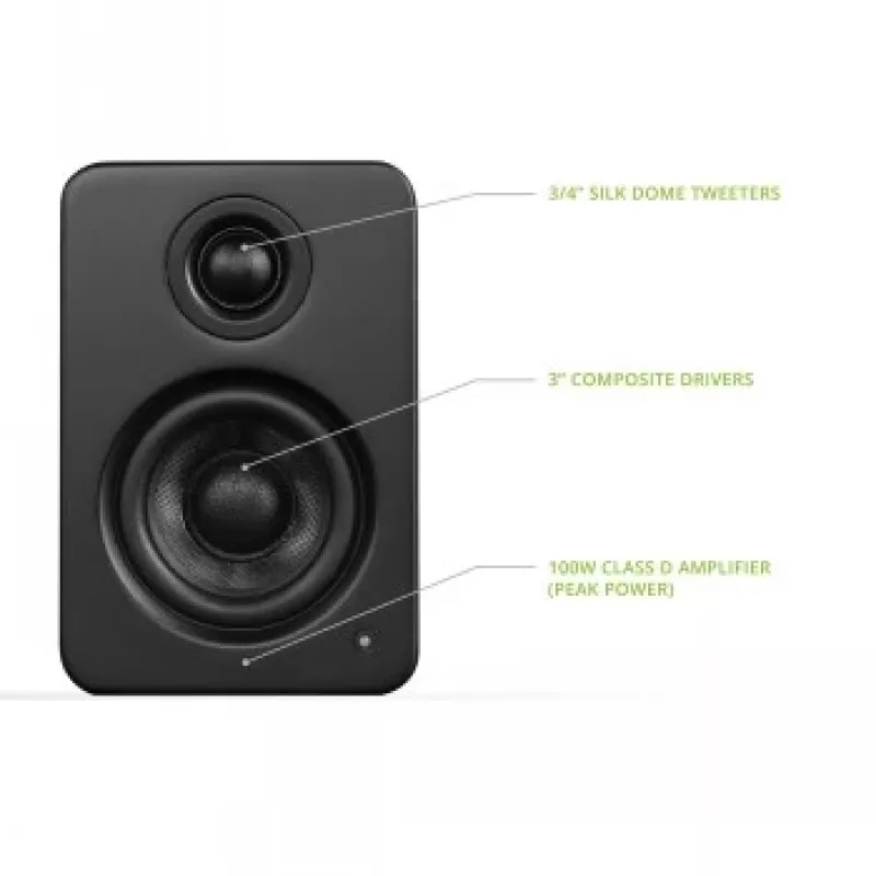 Kanto Audio YU2MB-CG 3-Driver Aktivlautsprecher mit USB-DAC und 3,5-mm-AUX - Matt Schwarz (inkl. Netzkabel Typ C & G)