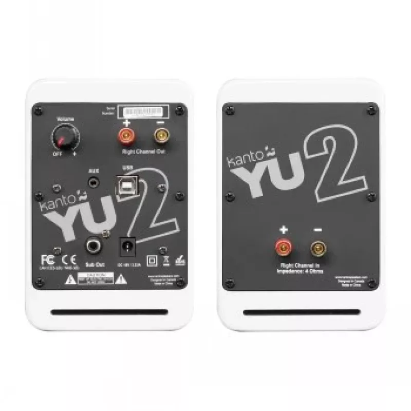 KANTO AUDIO YU2MW-CG Aktiv-Bookshelf-Lautsprecher mit USB-DAC und 3,5-mm-AUX - Mattweiß (inkl. Netzkabel Typ C & G)
