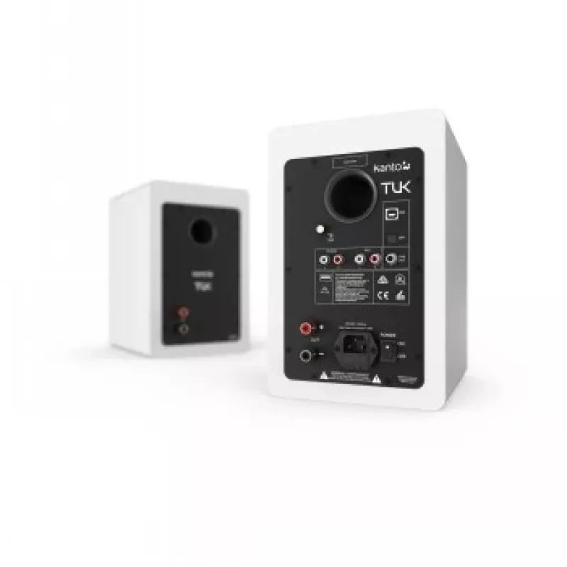 KANTO AUDIO TUKMW-FG Premium Aktivlautsprecher mit Kopfhörerausgang, USB-DAC, integriertem Phono-Vorverstärker, Bluetooth, Mattweiß (inkl. Netzkabel Typ F & G)