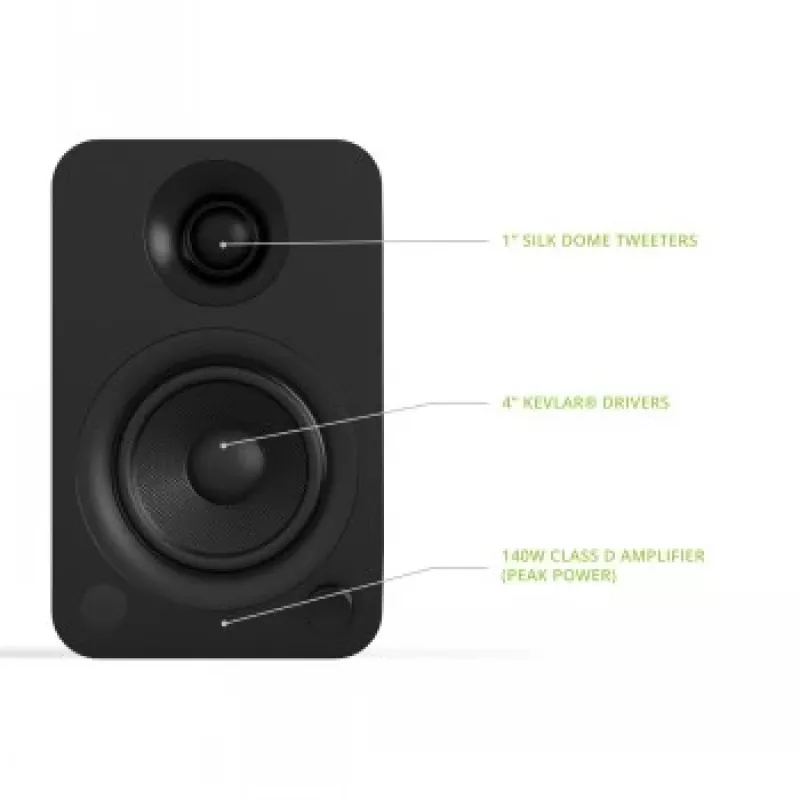 KANTO AUDIO YU-CG Aktiv-Bookshelf-Lautsprecher mit Bluetooth und RCA-Eingang - Schwarz Vinyl (inkl. Typ C & G Netzkabel)