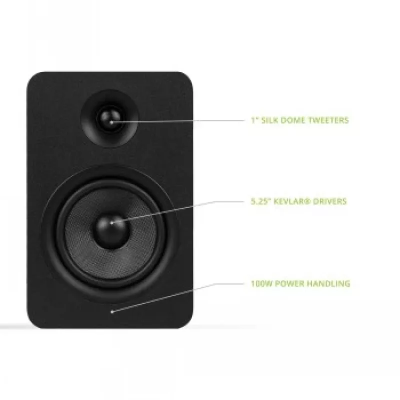 KANTO AUDIO YUP6 Passive Regallautsprecher Paar - 1 inch Seidenkalotten-Hochtöner & 5,25 inch Kevlar-Tieftöner - Schwarz