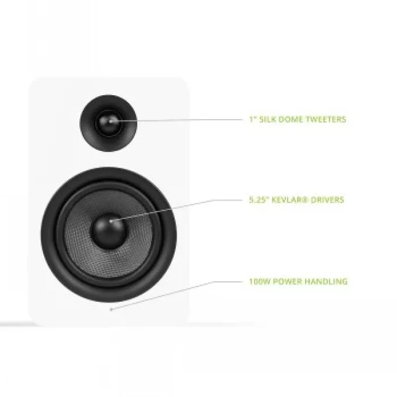 KANTO AUDIO YUP6W Passive Regallautsprecher (Paar) - Weiß - 1 inch Seidenkalotten-Hochtöner & 5,25 inch Kevlar-Tiefmitteltöner