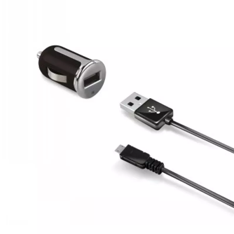 CELLY Autoladegerät Turbo + Micro-USB-Kabel 2,4A 100cm Schwarz