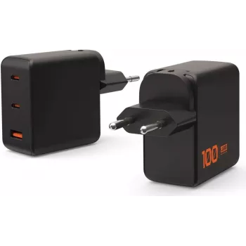 UAG SRGE Charger 100W GaN Wall Charger mit 2x USB-C und 1x USB-A, EU/UK/US-Stecker (Schwarz)