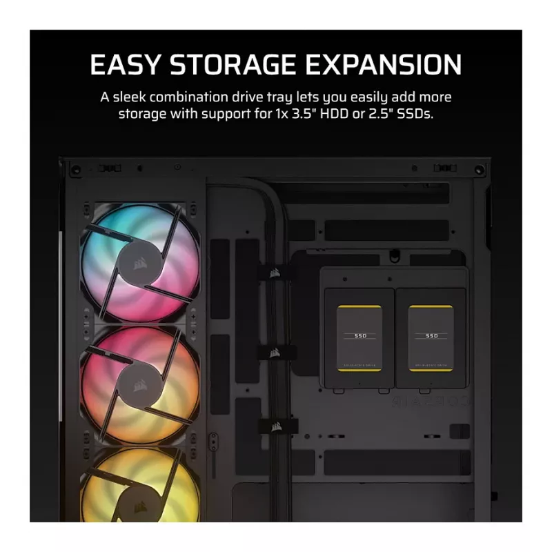Corsair 280X RS-R ARGB Micro-ATX PC-Gehäuse, gehärtetes Glas, Schwarz, 3x LL120 RGB-Lüfter
