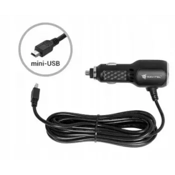 NAVITEL Mini-USB Auto-Ladegerät für Zigarettenanzünder, 12V/24V, 2A, 10W, 1,2m Kabel, Schwarz