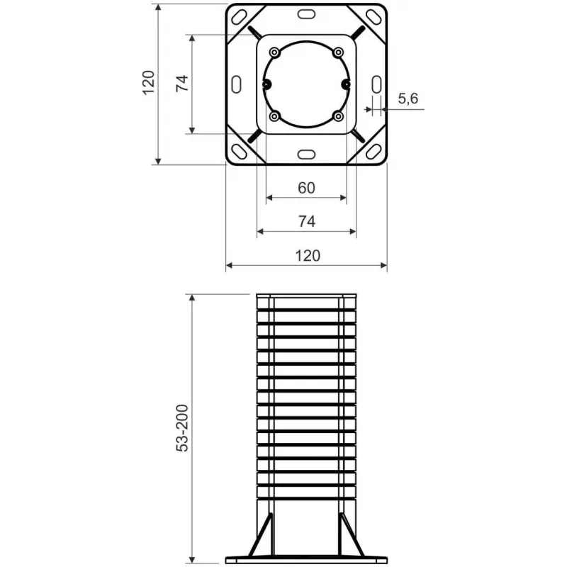 KOPOS KEZ_KB Elektro-Installationsdose für Wärmedämmfassaden, 120x120mm, Grau/Orange