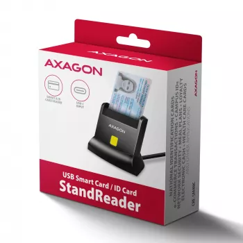 AXAGON CRE-SM4NC USB-C Smart Card Stand Reader - Schwarz
