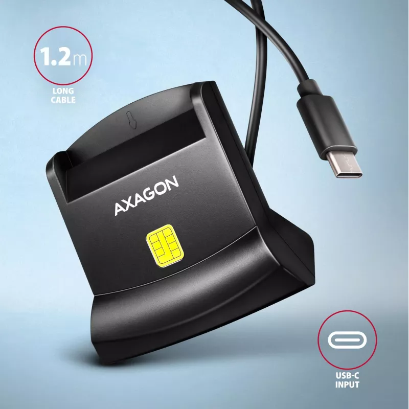 AXAGON CRE-SM4NC USB-C Smart Card Stand Reader - Schwarz