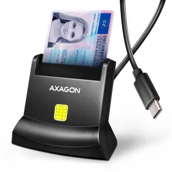 AXAGON CRE-SM4NC USB-C Smart Card Stand Reader - Schwarz