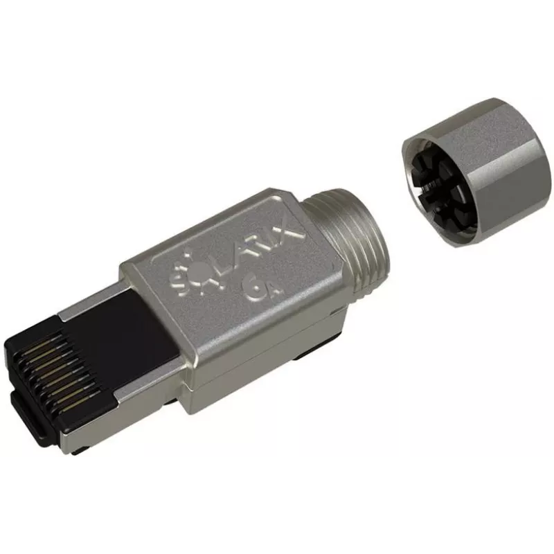 SOLARIX Industrial RJ45 Cat.6A STP Toolless Connector, 1 Stück, Schwarz/Silber