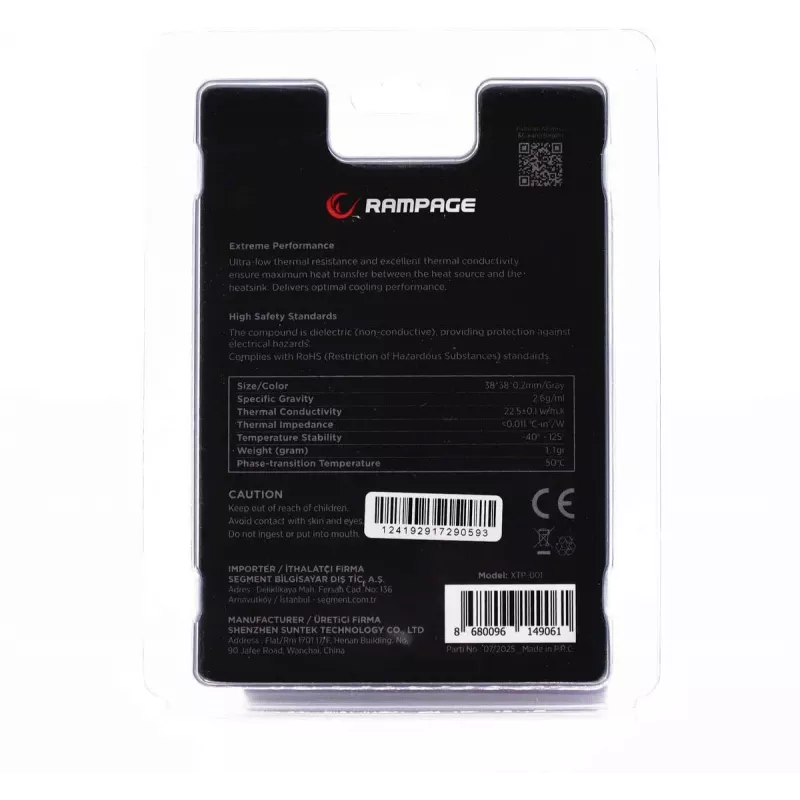 Rampage Termopad XTP-001 Wärmeleitpad 38×38×0,2 mm PTM