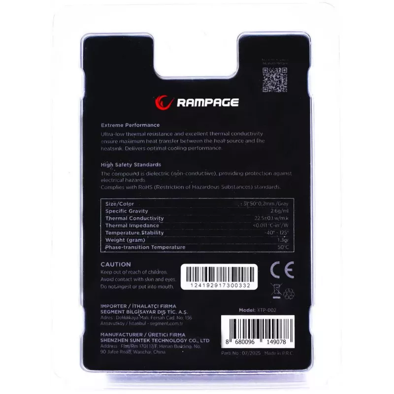Rampage Termopad XTP-002 Wärmeleitpad 31×50×0,2mm PTM