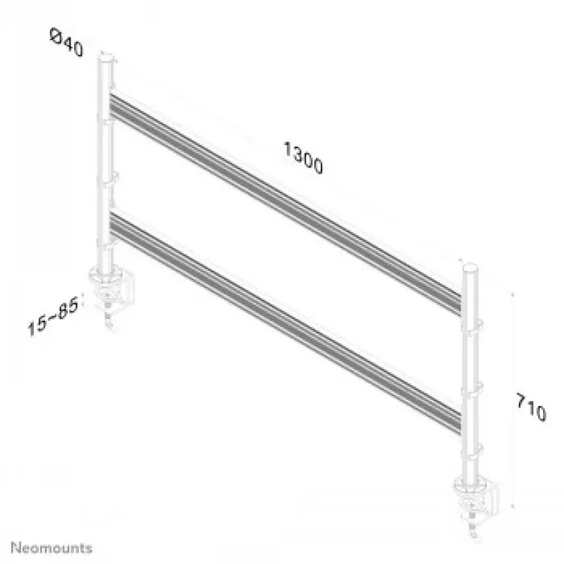 NEOMOUNTS NEWSTAR Flachbildschirm-Schreibtisch-Toolbar für 6 Bildschirme (70 x 130 cm) 10-24 Silber