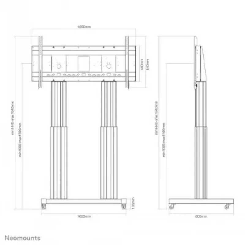 NEOMOUNTS NEWSTAR Motorisierter mobiler Bodenständer für 70-120 inch Bildschirme, VESA 300x200 bis 1200x600, Silber