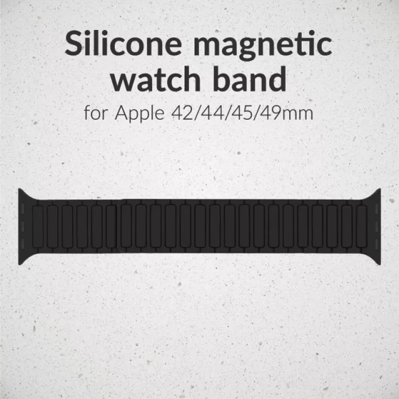 Mobilize Silikon-Armband - Magnetisch - für Apple 42/44/45/49mm - Schwarz
